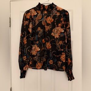 Flying Tomato Black and Orange Floral Blouse